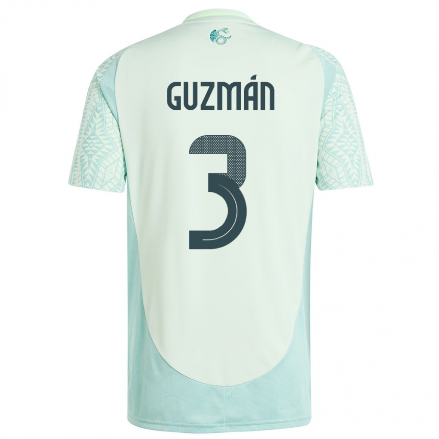 Kinder Fußball Mexiko Victor Guzman #3 Leinengrün Auswärtstrikot Trikot 24-26 T-Shirt Luxemburg