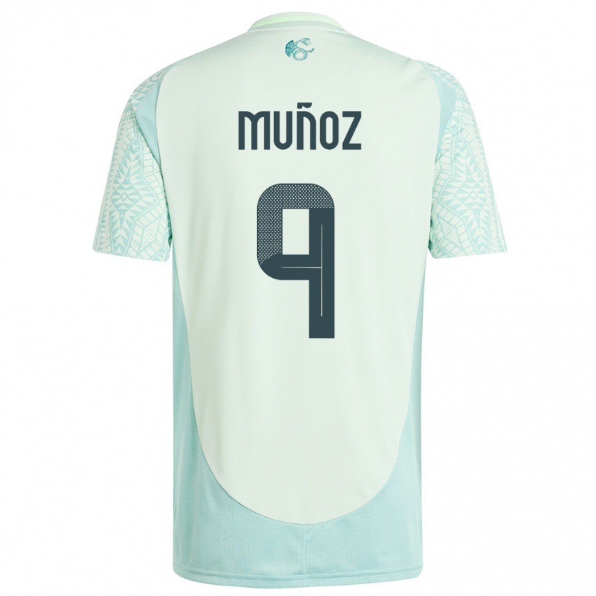 Kinder Fußball Mexiko Santiago Munoz #9 Leinengrün Auswärtstrikot Trikot 24-26 T-Shirt Luxemburg