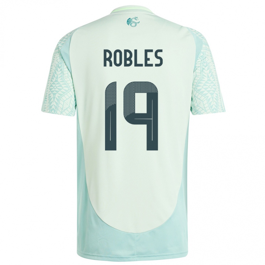 Kinder Fußball Mexiko Angel Robles #19 Leinengrün Auswärtstrikot Trikot 24-26 T-Shirt Luxemburg
