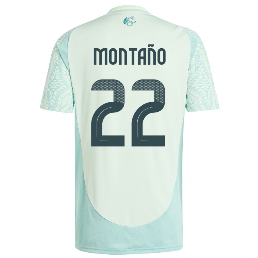 Kinder Fußball Mexiko Andres Montano #22 Leinengrün Auswärtstrikot Trikot 24-26 T-Shirt Luxemburg