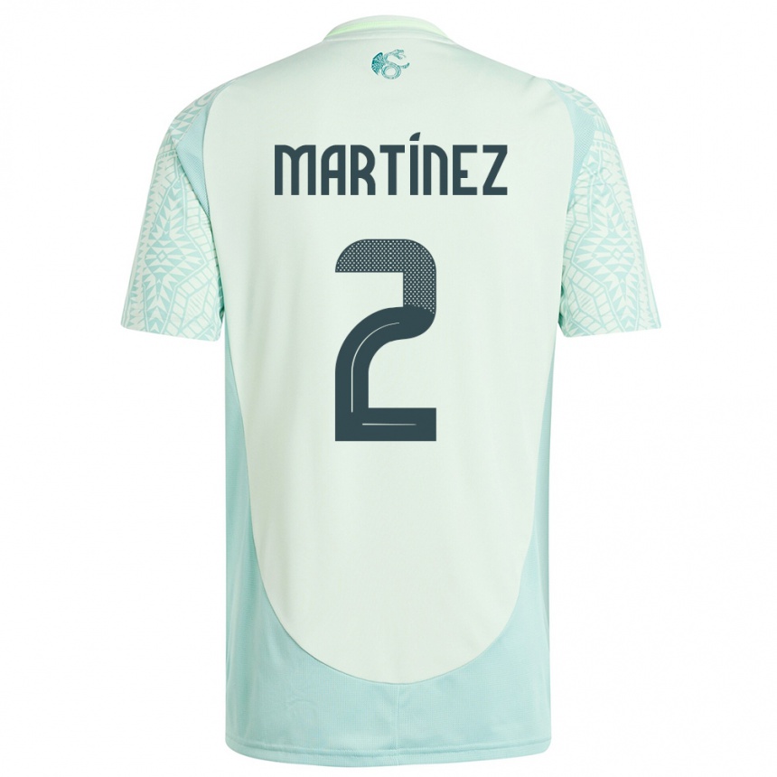 Kinder Fußball Mexiko Emilio Martinez #2 Leinengrün Auswärtstrikot Trikot 24-26 T-Shirt Luxemburg
