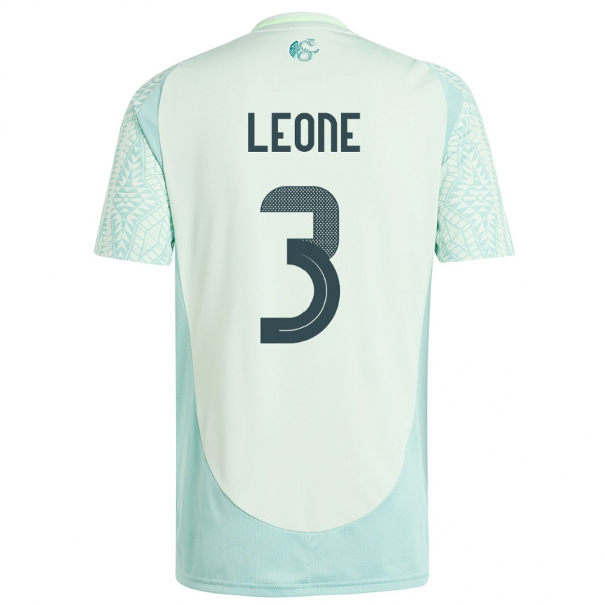 Kinder Fußball Mexiko Antonio Leone #3 Leinengrün Auswärtstrikot Trikot 24-26 T-Shirt Luxemburg