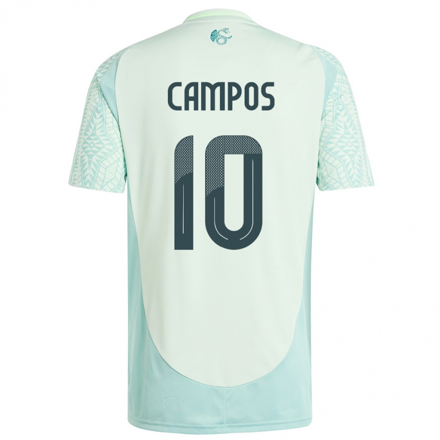 Kinder Fußball Mexiko Karel Campos #10 Leinengrün Auswärtstrikot Trikot 24-26 T-Shirt Luxemburg