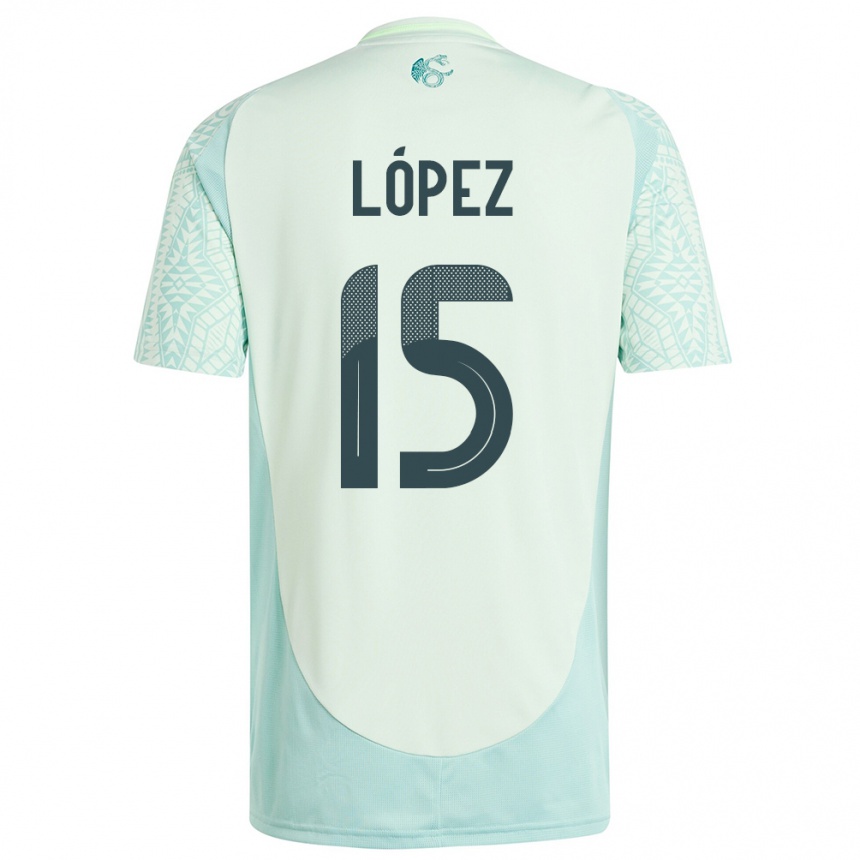 Kinder Fußball Mexiko Everardo Lopez #15 Leinengrün Auswärtstrikot Trikot 24-26 T-Shirt Luxemburg
