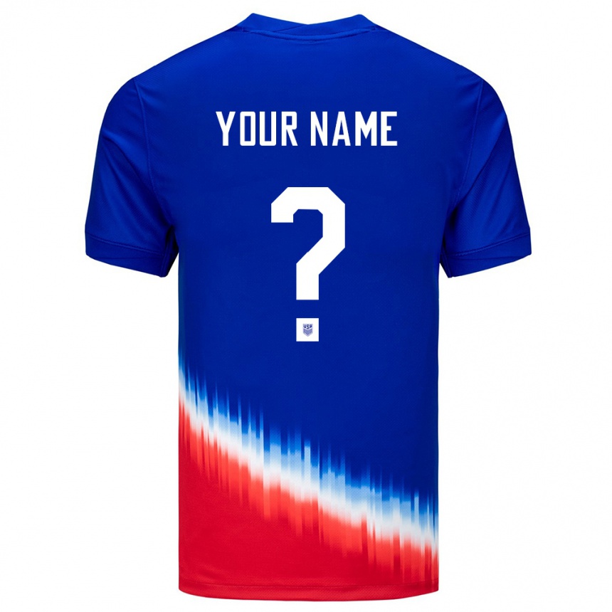Kinder Fußball Vereinigte Staaten Ihren Namen #0 Blau Auswärtstrikot Trikot 24-26 T-Shirt Luxemburg