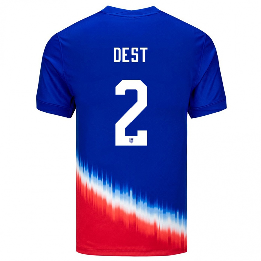Kinder Fußball Vereinigte Staaten Sergino Dest #2 Blau Auswärtstrikot Trikot 24-26 T-Shirt Luxemburg