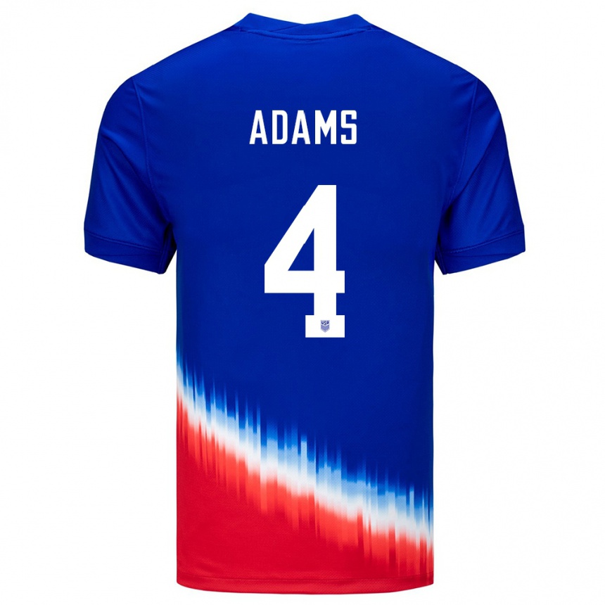 Kinder Fußball Vereinigte Staaten Tyler Adams #4 Blau Auswärtstrikot Trikot 24-26 T-Shirt Luxemburg