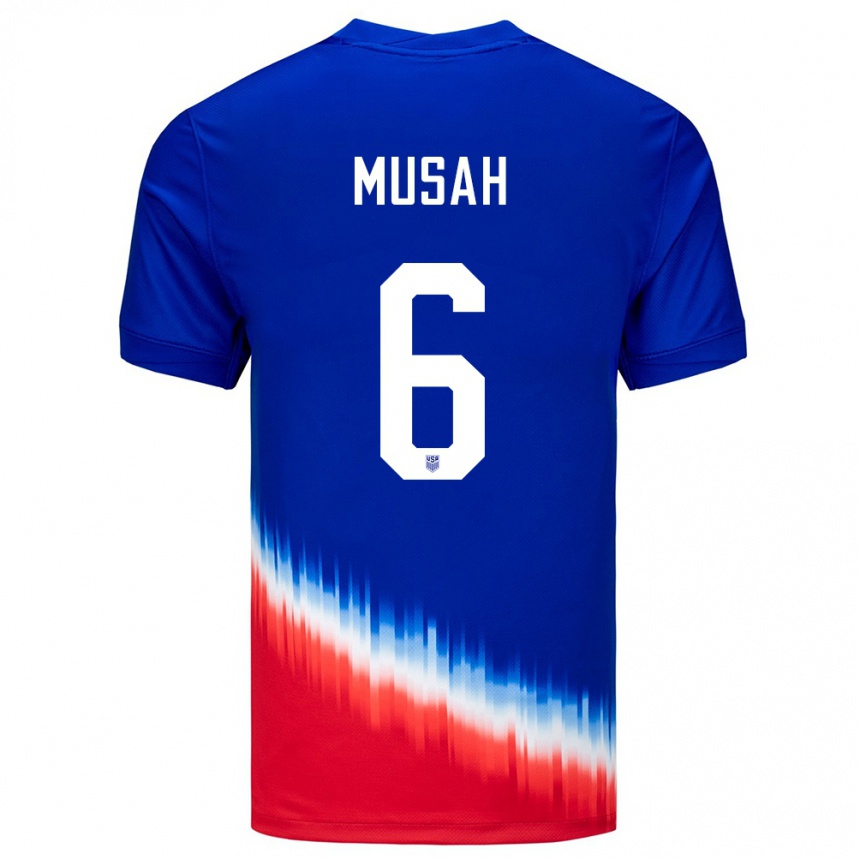 Kinder Fußball Vereinigte Staaten Yunus Musah #6 Blau Auswärtstrikot Trikot 24-26 T-Shirt Luxemburg