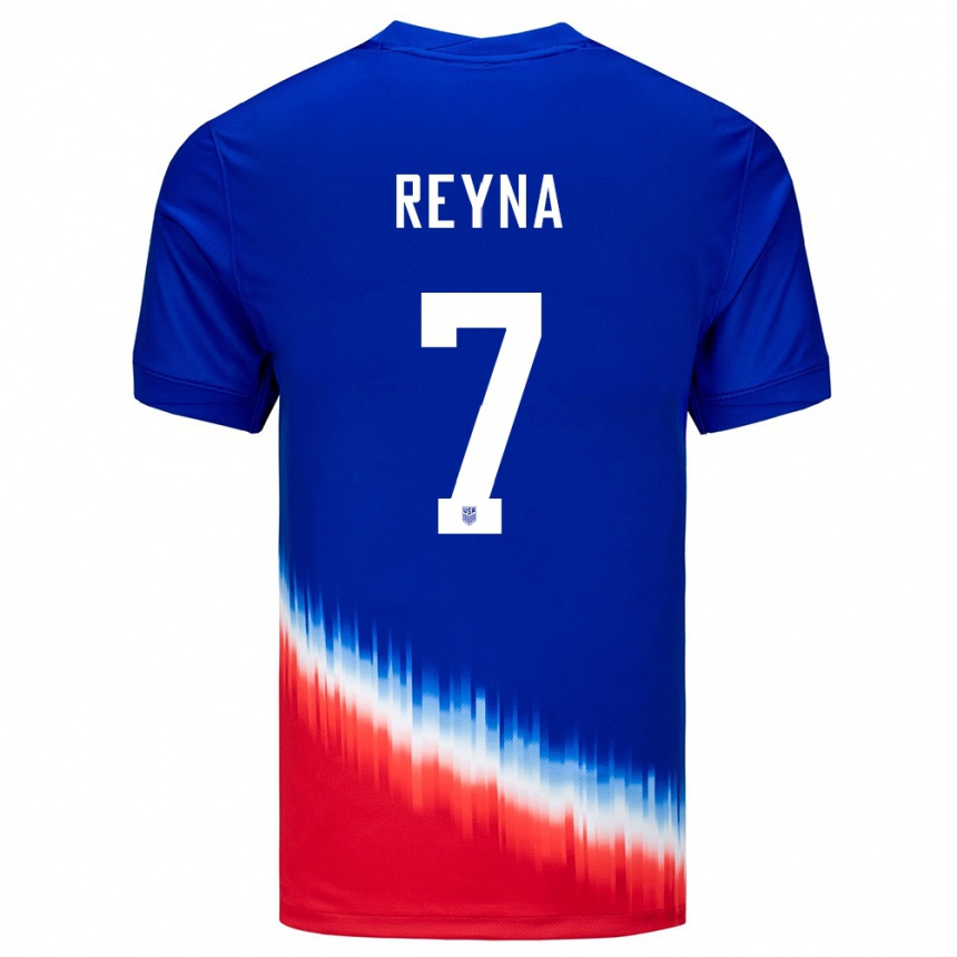 Kinder Fußball Vereinigte Staaten Giovanni Reyna #7 Blau Auswärtstrikot Trikot 24-26 T-Shirt Luxemburg