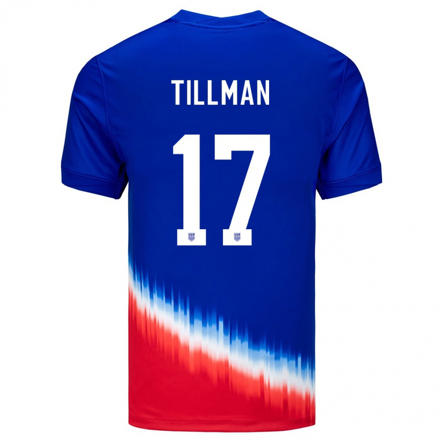 Kinder Fußball Vereinigte Staaten Malik Tillman #17 Blau Auswärtstrikot Trikot 24-26 T-Shirt Luxemburg