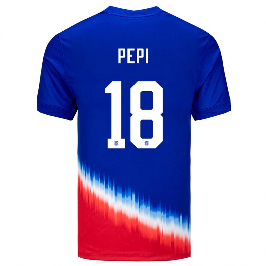Kinder Fußball Vereinigte Staaten Ricardo Pepi #18 Blau Auswärtstrikot Trikot 24-26 T-Shirt Luxemburg