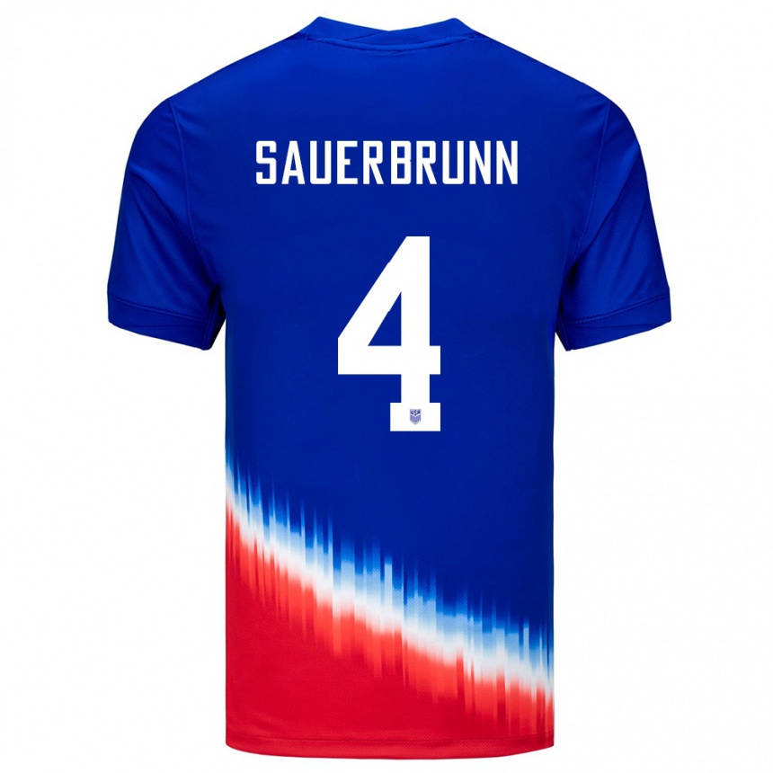 Kinder Fußball Vereinigte Staaten Becky Sauerbrunn #4 Blau Auswärtstrikot Trikot 24-26 T-Shirt Luxemburg