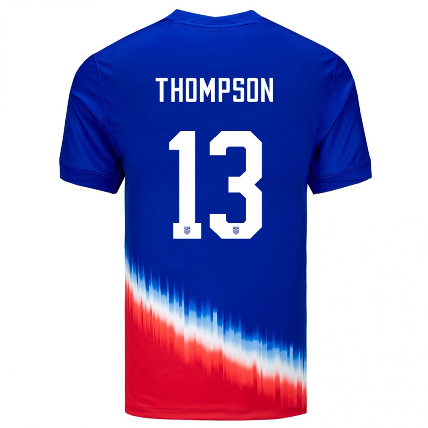Kinder Fußball Vereinigte Staaten Alyssa Thompson #13 Blau Auswärtstrikot Trikot 24-26 T-Shirt Luxemburg