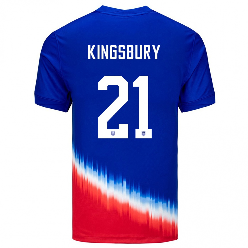 Kinder Fußball Vereinigte Staaten Aubrey Kingsbury #21 Blau Auswärtstrikot Trikot 24-26 T-Shirt Luxemburg