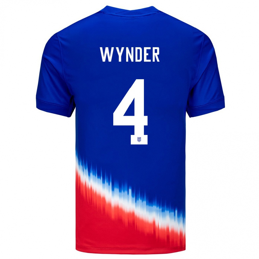 Kinder Fußball Vereinigte Staaten Joshua Wynder #4 Blau Auswärtstrikot Trikot 24-26 T-Shirt Luxemburg