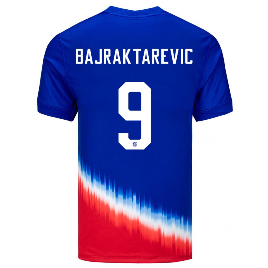 Kinder Fußball Vereinigte Staaten Esmir Bajraktarevic #9 Blau Auswärtstrikot Trikot 24-26 T-Shirt Luxemburg
