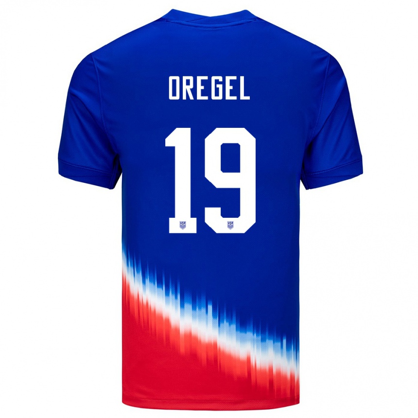 Kinder Fußball Vereinigte Staaten Sergio Oregel #19 Blau Auswärtstrikot Trikot 24-26 T-Shirt Luxemburg