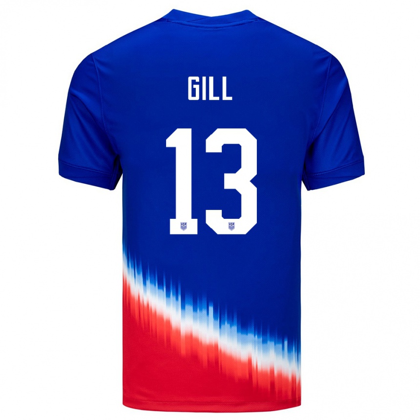 Kinder Fußball Vereinigte Staaten Adrian Gill #13 Blau Auswärtstrikot Trikot 24-26 T-Shirt Luxemburg