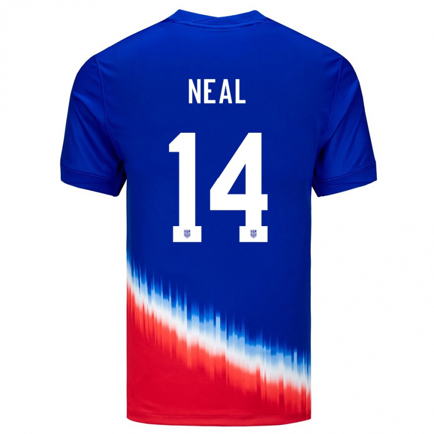 Kinder Fußball Vereinigte Staaten Jalen Neal #14 Blau Auswärtstrikot Trikot 24-26 T-Shirt Luxemburg
