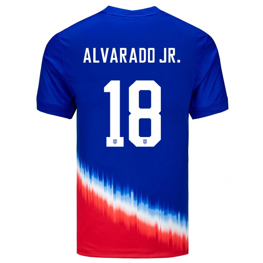 Kinder Fußball Vereinigte Staaten Alejandro Alvarado Jr #18 Blau Auswärtstrikot Trikot 24-26 T-Shirt Luxemburg