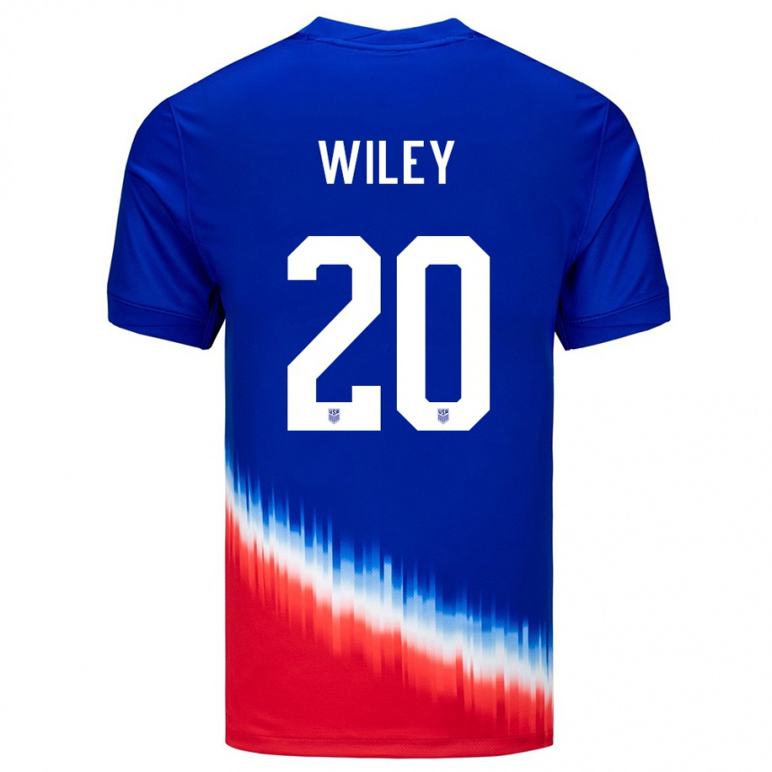 Kinder Fußball Vereinigte Staaten Caleb Wiley #20 Blau Auswärtstrikot Trikot 24-26 T-Shirt Luxemburg