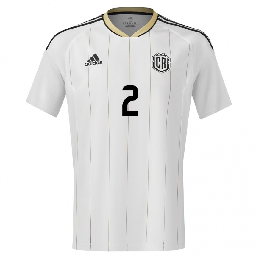 Kinder Fußball Costa Rica Daniel Chacon #2 Weiß Auswärtstrikot Trikot 24-26 T-Shirt Luxemburg