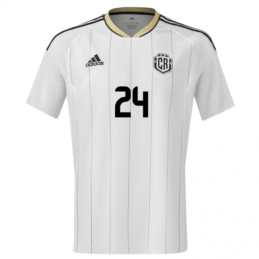 Kinder Fußball Costa Rica Douglas Lopez #24 Weiß Auswärtstrikot Trikot 24-26 T-Shirt Luxemburg