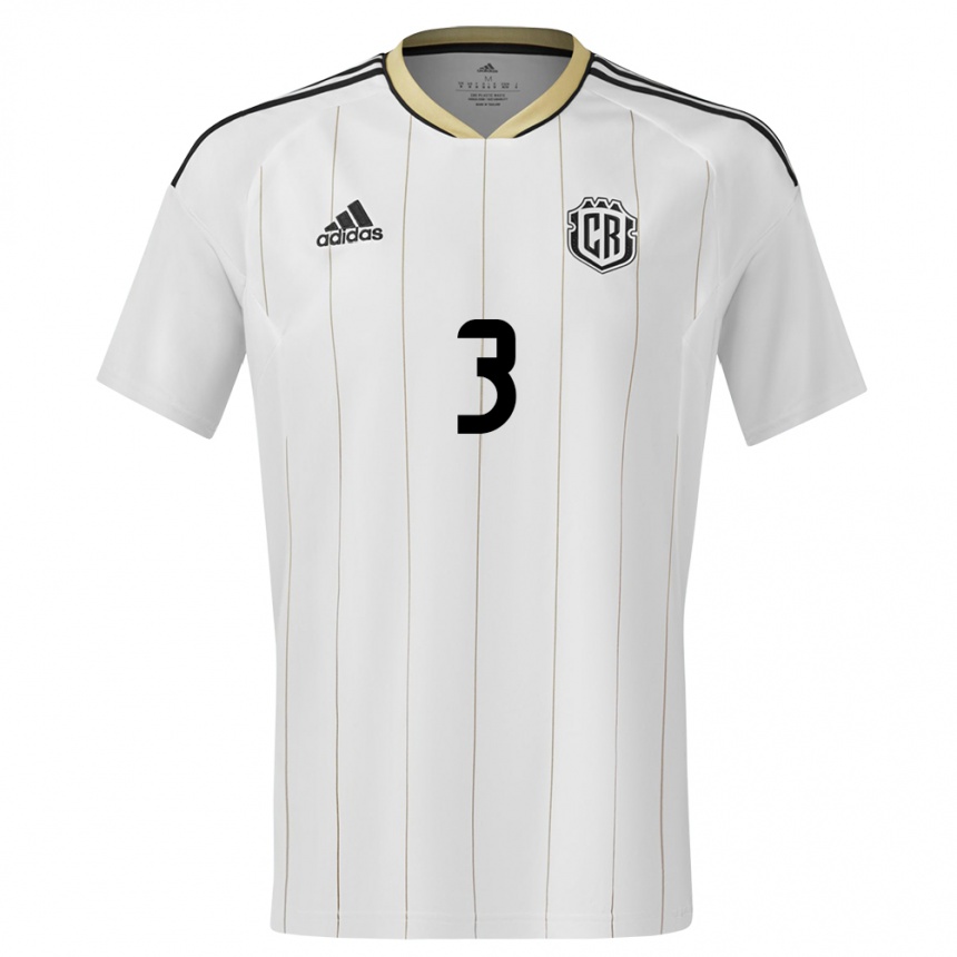 Kinder Fußball Costa Rica Douglas Sequeira #3 Weiß Auswärtstrikot Trikot 24-26 T-Shirt Luxemburg