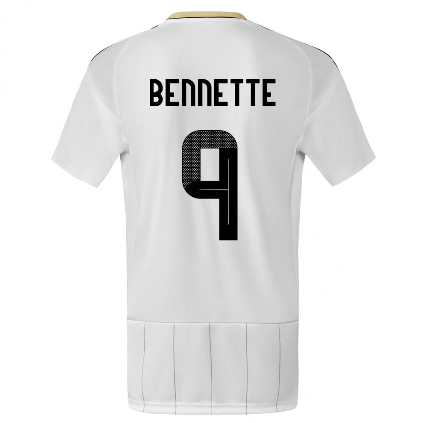 Kinder Fußball Costa Rica Jewison Bennette #9 Weiß Auswärtstrikot Trikot 24-26 T-Shirt Luxemburg