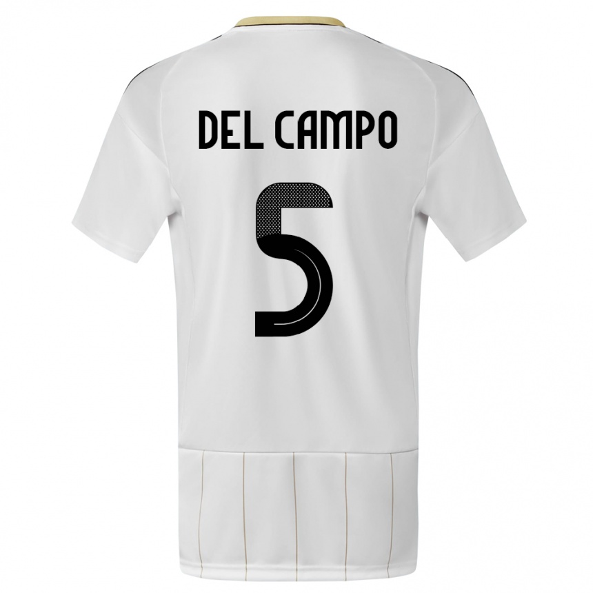 Kinder Fußball Costa Rica Valeria Del Campo #5 Weiß Auswärtstrikot Trikot 24-26 T-Shirt Luxemburg