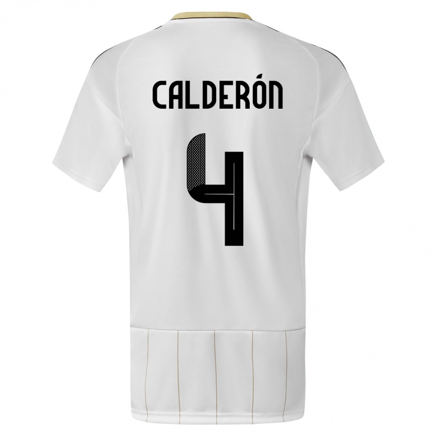 Kinder Fußball Costa Rica Brandon Calderon #4 Weiß Auswärtstrikot Trikot 24-26 T-Shirt Luxemburg
