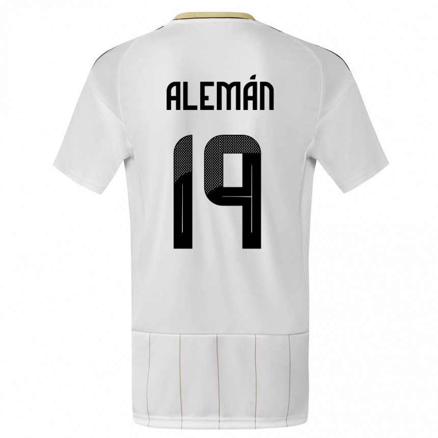 Kinder Fußball Costa Rica Fabricio Aleman #19 Weiß Auswärtstrikot Trikot 24-26 T-Shirt Luxemburg