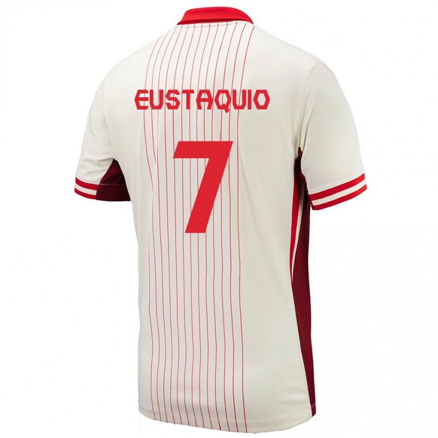 Kinder Fußball Kanada Stephen Eustaquio #7 Weiß Auswärtstrikot Trikot 24-26 T-Shirt Luxemburg