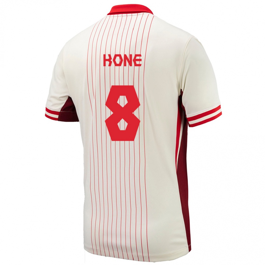 Kinder Fußball Kanada Ismael Kone #8 Weiß Auswärtstrikot Trikot 24-26 T-Shirt Luxemburg