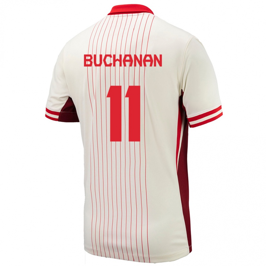 Kinder Fußball Kanada Tajon Buchanan #11 Weiß Auswärtstrikot Trikot 24-26 T-Shirt Luxemburg