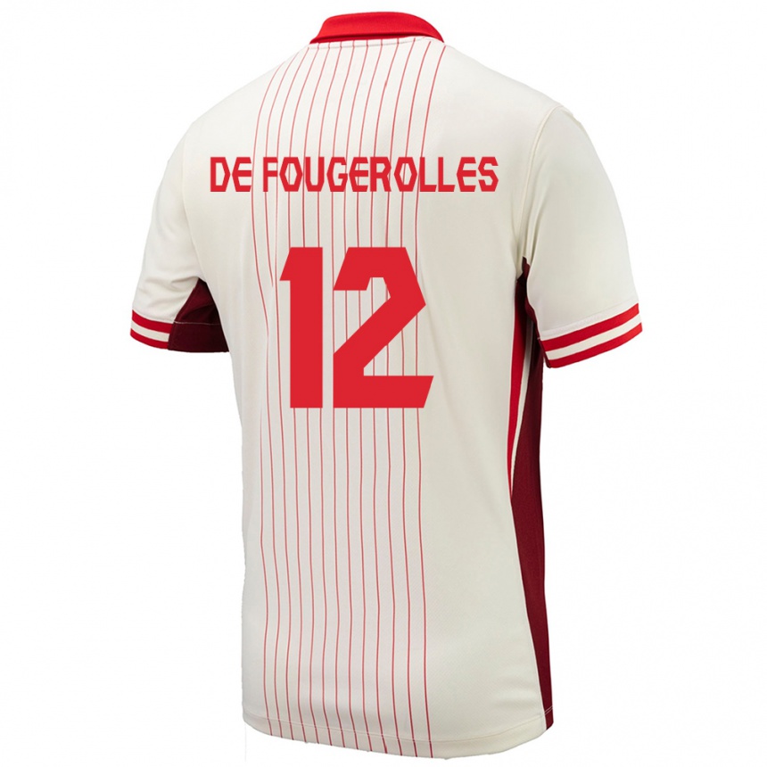 Kinder Fußball Kanada Luc De Fougerolles #12 Weiß Auswärtstrikot Trikot 24-26 T-Shirt Luxemburg