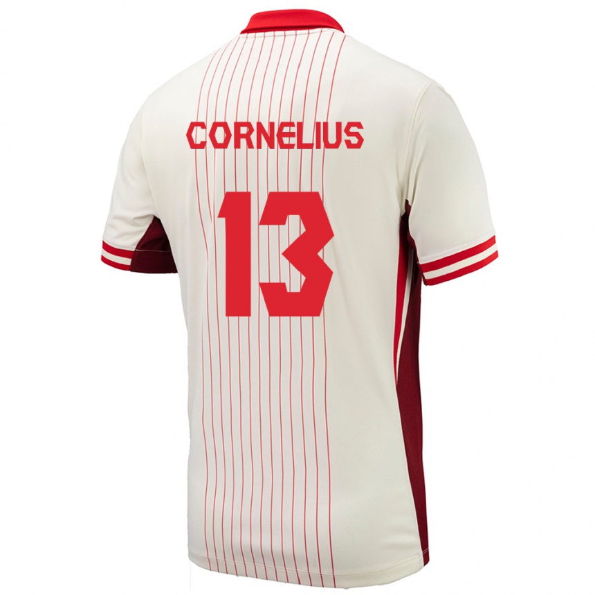 Kinder Fußball Kanada Derek Cornelius #13 Weiß Auswärtstrikot Trikot 24-26 T-Shirt Luxemburg