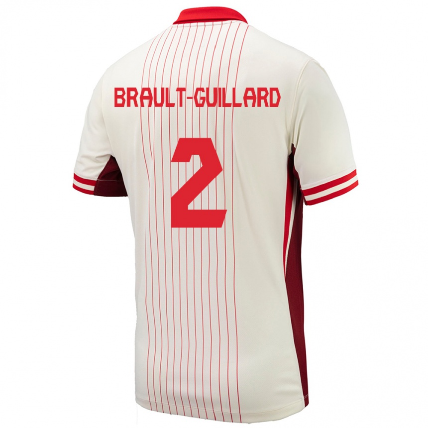 Kinder Fußball Kanada Zachary Brault-Guillard #2 Weiß Auswärtstrikot Trikot 24-26 T-Shirt Luxemburg