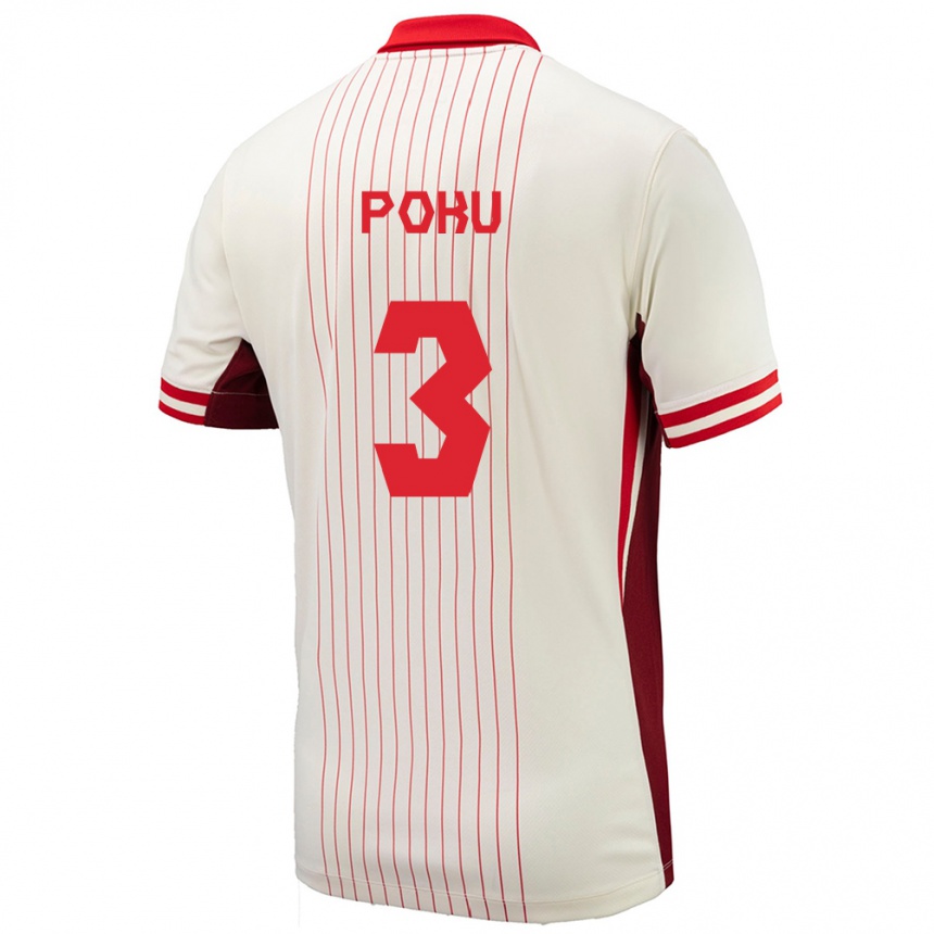 Kinder Fußball Kanada Kwasi Poku #3 Weiß Auswärtstrikot Trikot 24-26 T-Shirt Luxemburg