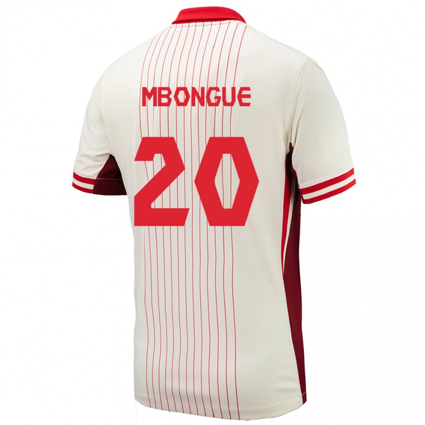 Kinder Fußball Kanada Hugo Mbongue #20 Weiß Auswärtstrikot Trikot 24-26 T-Shirt Luxemburg