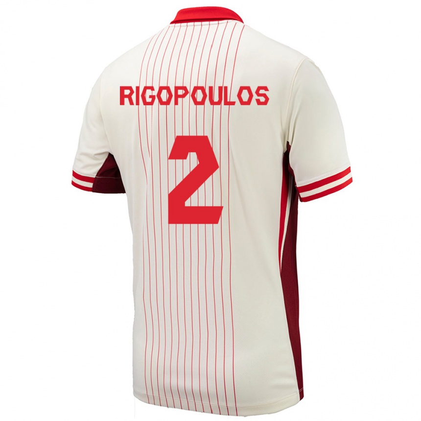 Kinder Fußball Kanada Theo Rigopoulos #2 Weiß Auswärtstrikot Trikot 24-26 T-Shirt Luxemburg