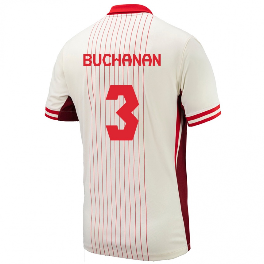 Kinder Fußball Kanada Kadeisha Buchanan #3 Weiß Auswärtstrikot Trikot 24-26 T-Shirt Luxemburg