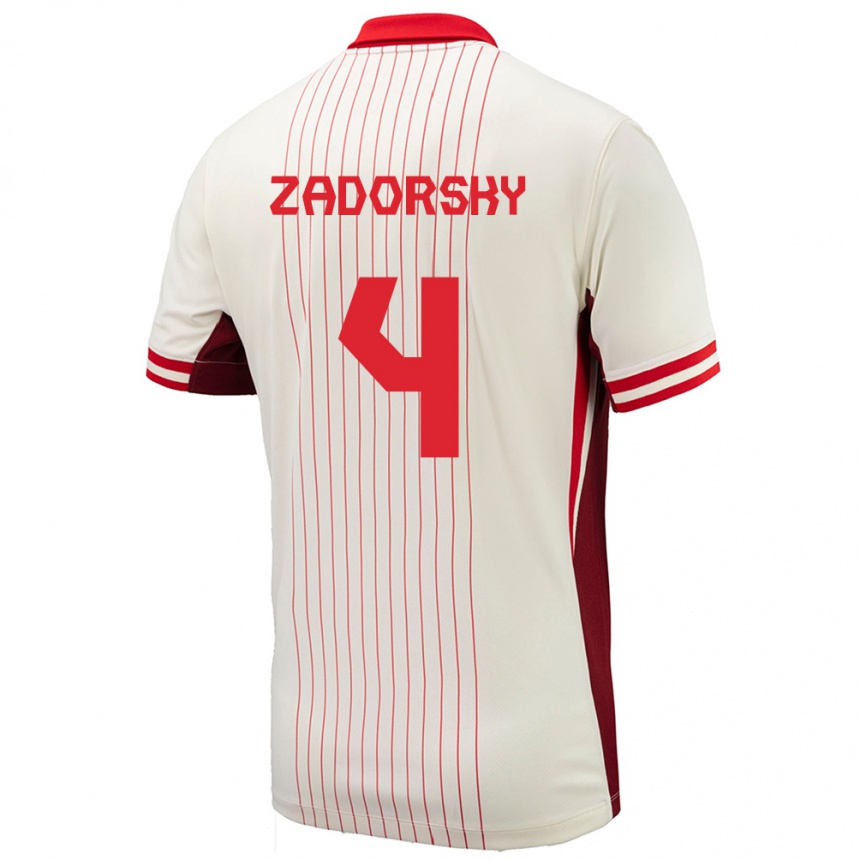 Kinder Fußball Kanada Shelina Zadorsky #4 Weiß Auswärtstrikot Trikot 24-26 T-Shirt Luxemburg