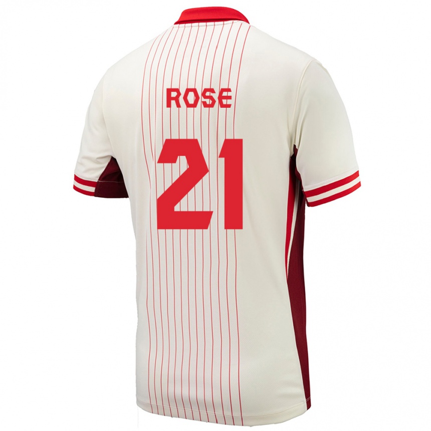 Kinder Fußball Kanada Jade Rose #21 Weiß Auswärtstrikot Trikot 24-26 T-Shirt Luxemburg