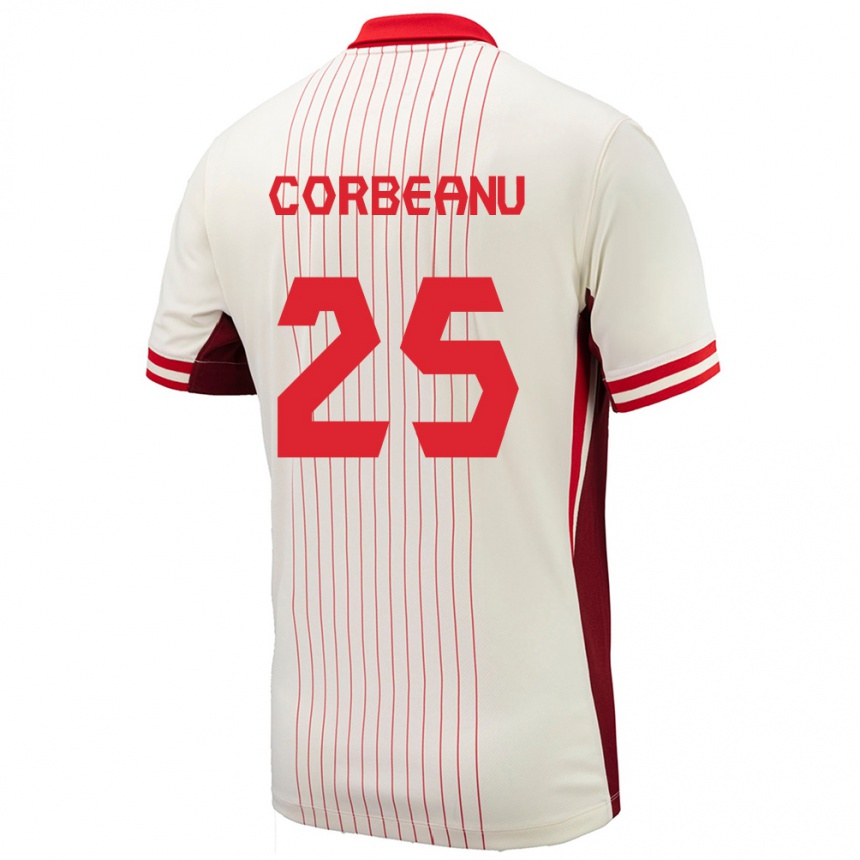 Kinder Fußball Kanada Theo Corbeanu #25 Weiß Auswärtstrikot Trikot 24-26 T-Shirt Luxemburg