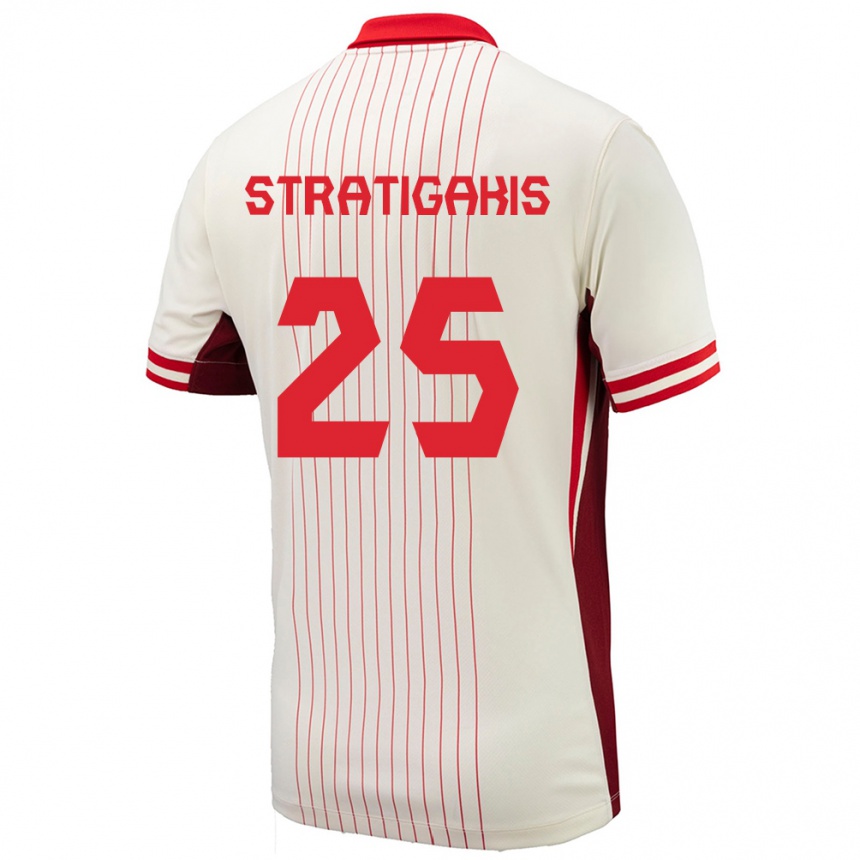 Kinder Fußball Kanada Sarah Stratigakis #25 Weiß Auswärtstrikot Trikot 24-26 T-Shirt Luxemburg