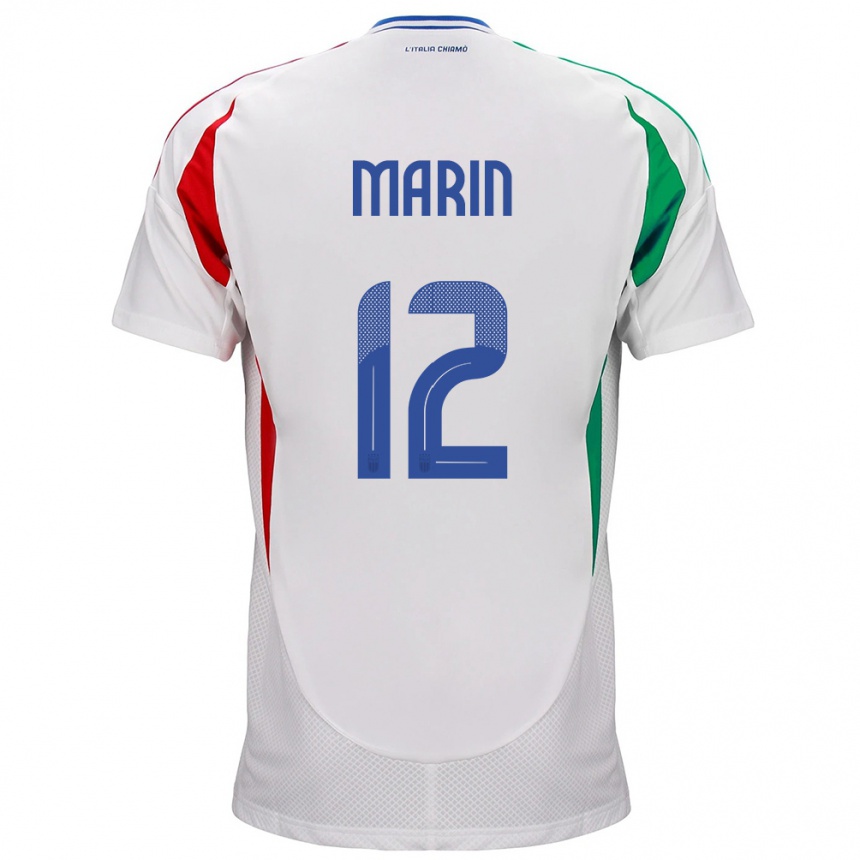 Kinder Fußball Italien Renato Marin #12 Weiß Auswärtstrikot Trikot 24-26 T-Shirt Luxemburg