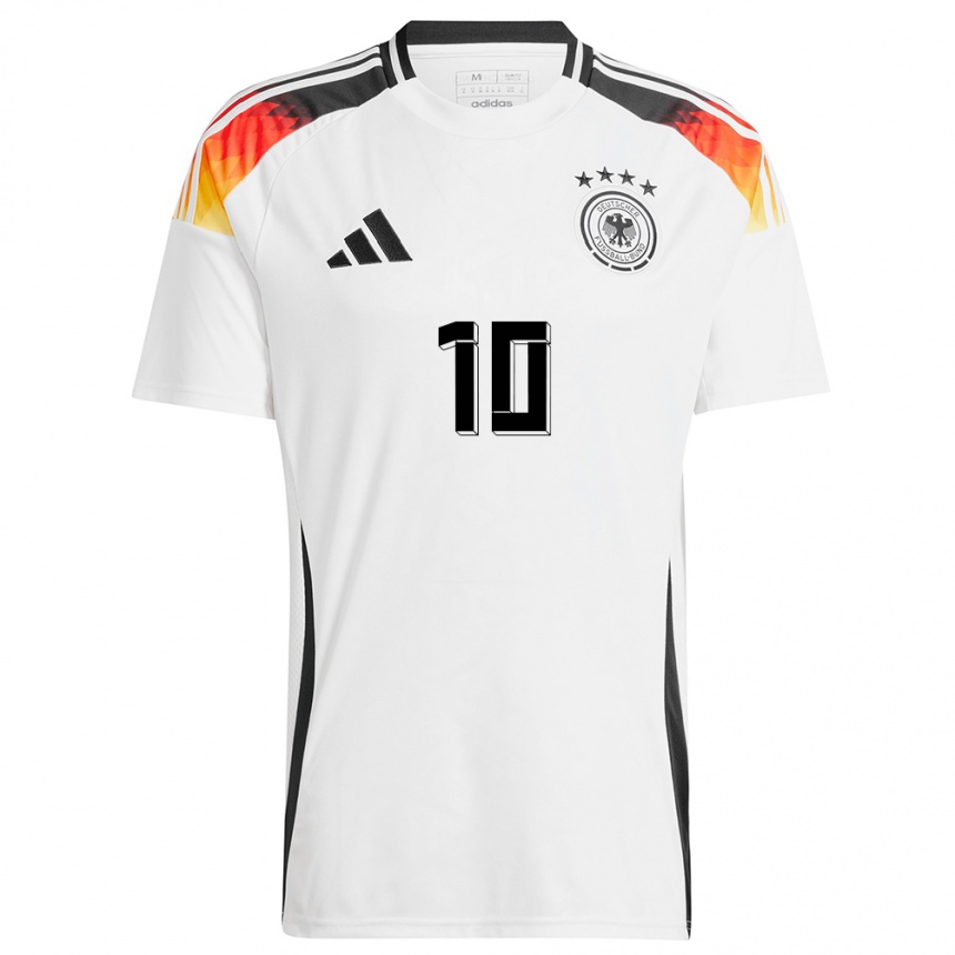 Herren Fußball Deutschland Muhammed Damar #10 Weiß Heimtrikot Trikot 24-26 T-Shirt Luxemburg