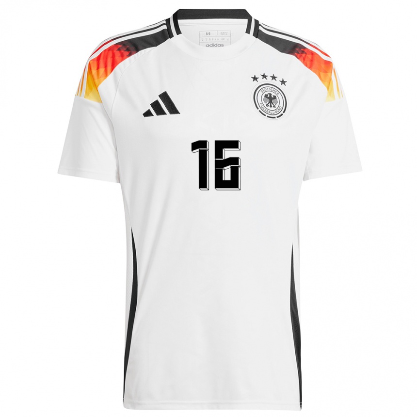 Herren Fußball Deutschland Lukas Klostermann #16 Weiß Heimtrikot Trikot 24-26 T-Shirt Luxemburg