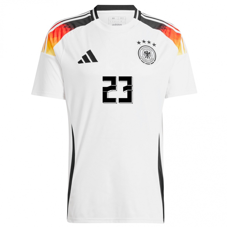 Herren Fußball Deutschland Noah Atubolu #23 Weiß Heimtrikot Trikot 24-26 T-Shirt Luxemburg